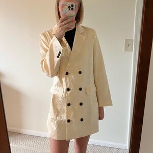Elegant Cream Double-Breasted Women's Coat